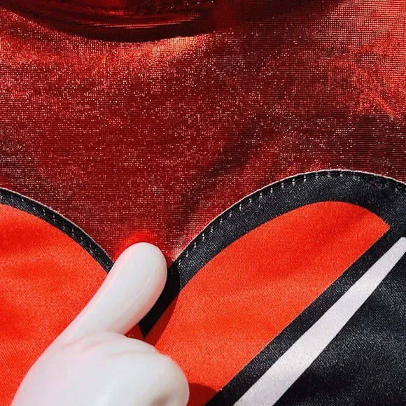 The Rise Of Red Heart Jacket Metallic Red Cropped Costume Euro Size 140/ Us XS/S - Picture 11 of 12